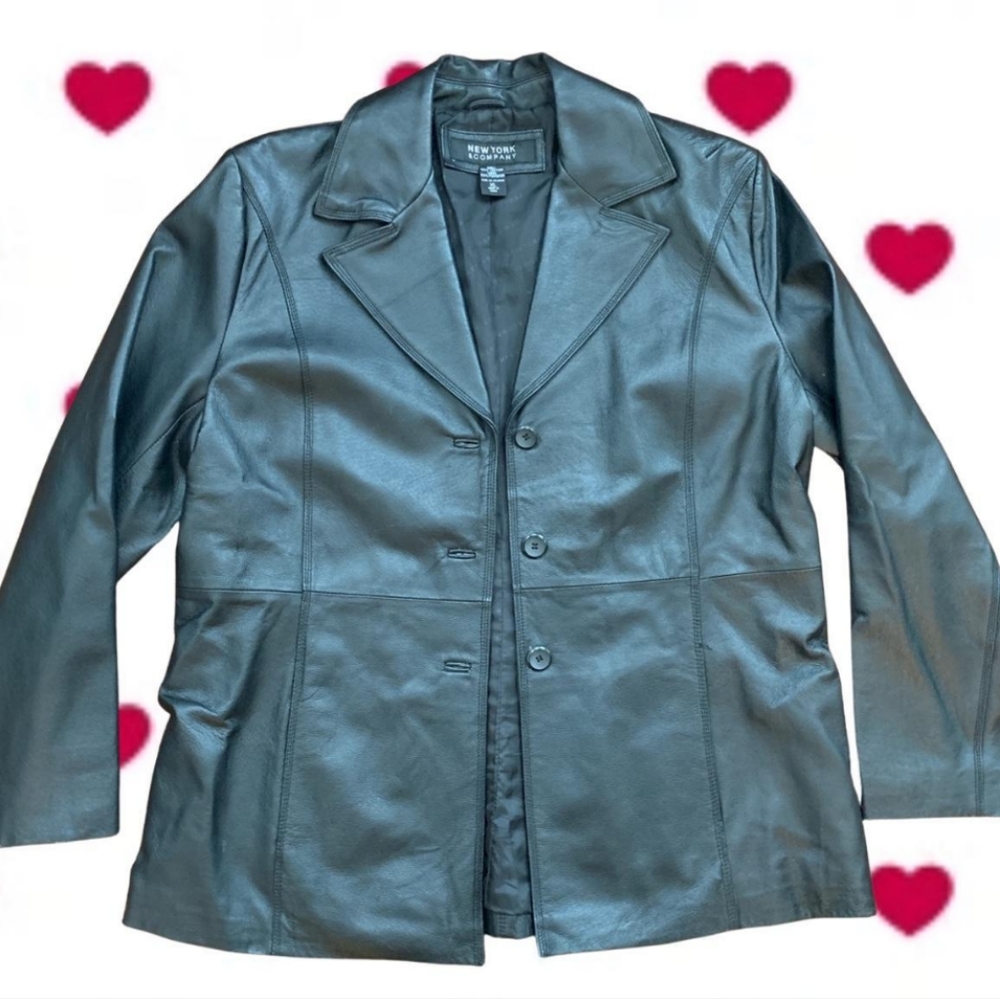 Black Leather New York and Company Blazer Jacket